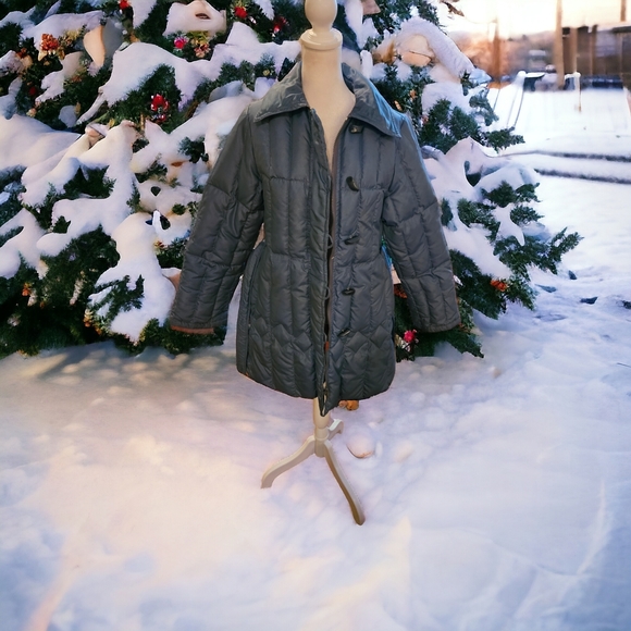 Jacob crawley vintage green long puffer coat Size 10 - Picture 2 of 5